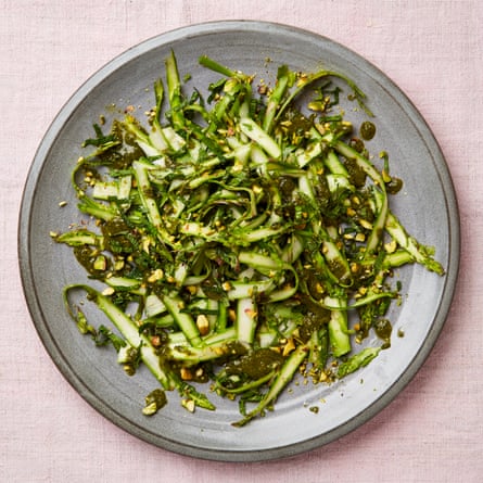 Yotam Ottolenghi’s asparagus, pistachio and mint salad.
