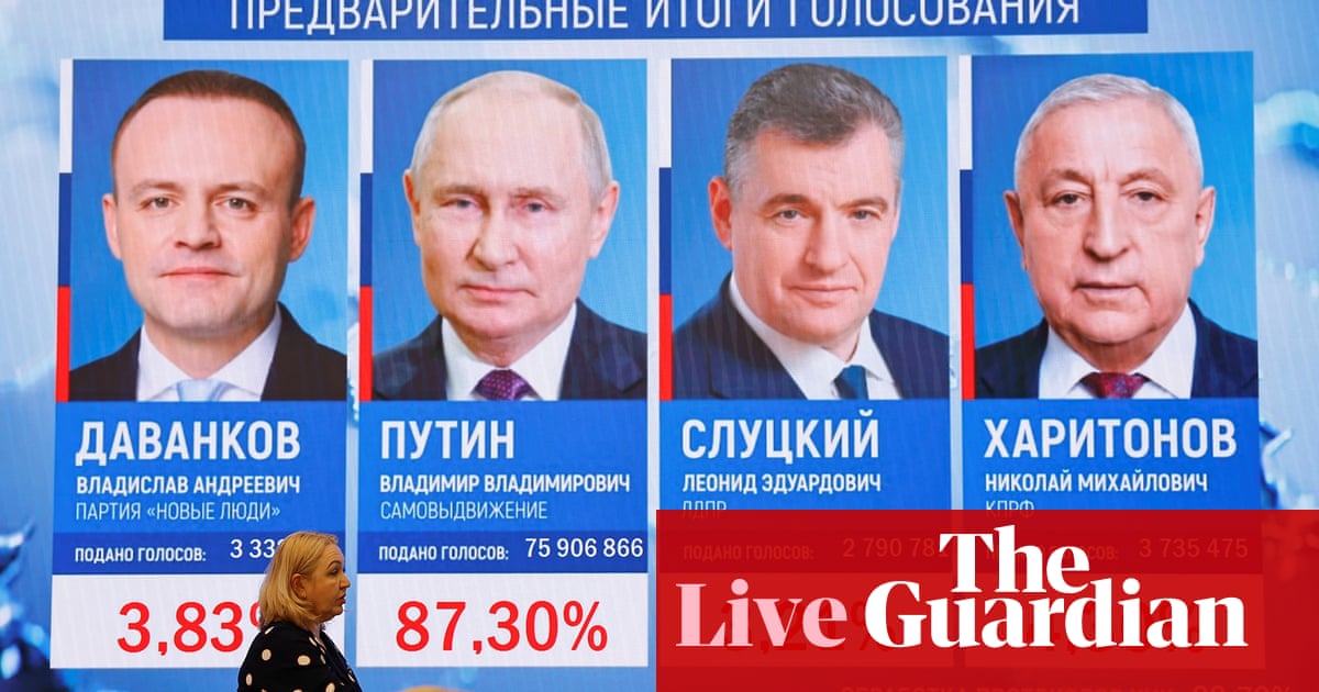 Russia-Ukraine war live: west criticises Putin's election win as 'another breach of international law'