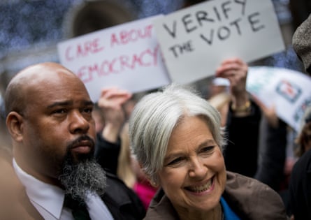 Jill Stein waits to speak at a news conference on Fifth Avenue across the street from Trump Tower, on 5 December 2016 in New York City.
