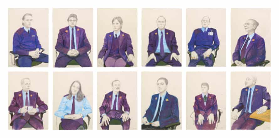 12 Portraits After Ingres In a Uniform Style, by David Hockney (using a camera lucida)