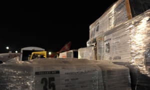 Ballot papers for the rerun presidential election arrive at the Jomo Kenyatta international airport.
