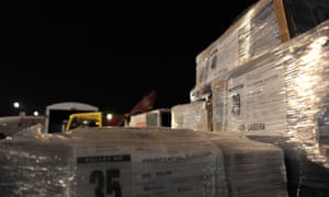 Ballot papers for the rerun presidential election arrive at the Jomo Kenyatta international airport. 