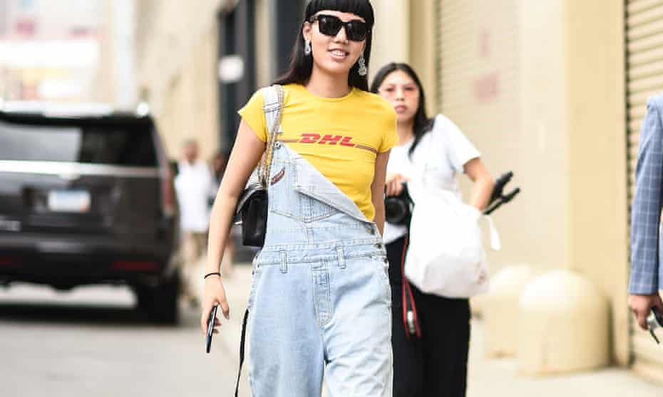 Model and designer Michelle Song seen in New York wearing a Vetements DHL T-shirt this summer.