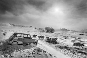 Abandoned car near Buxton, Derbyshire, 1979