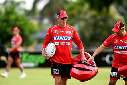Wayne Bennett during a Dolphins training session in February.
