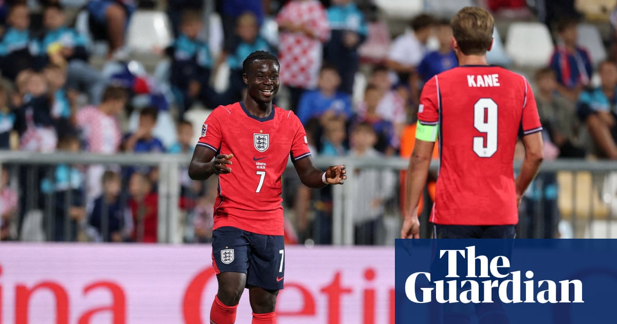 Harry Kane celebra uno de sus dos goles ante Croacia en el estadio HNK Rijeka durante la goleada de Inglaterra por 7-0 en la Nations League.