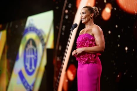 MC Abbey Holmes during the 2023 Brownlow Medal.