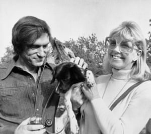 Doris Day and Hugh Hefner at an animal welfare fundraiser at Playboy Mansion in 1975