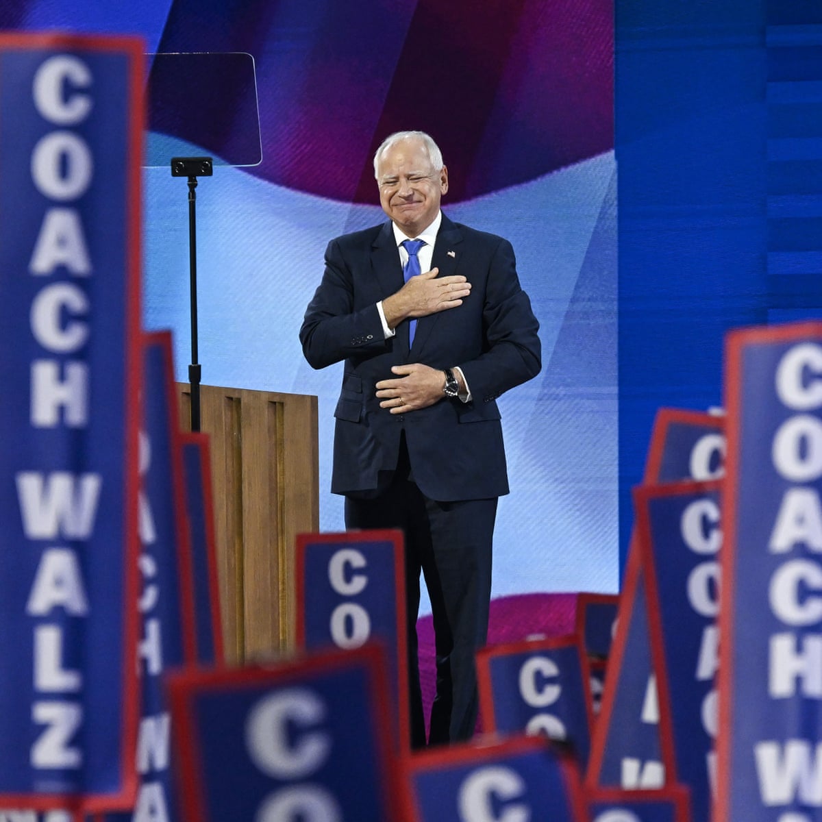 Tim Walz channeled grit and empathy at the Democratic national convention | Democratic national convention 2024 | The Guardian
