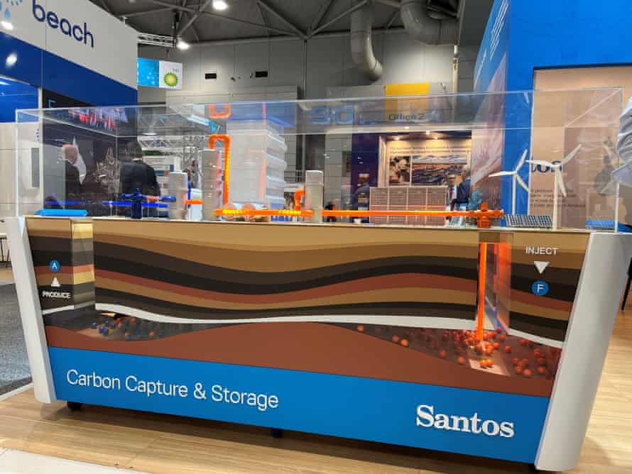 A model of carbon capture and storage designed by Santos Ltd, at the Australian Petroleum Production and Exploration Association conference in Brisbane on 18 May.