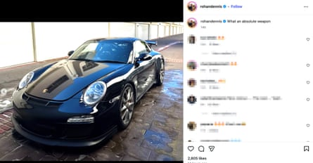 Rohan Dennis’s Instagram post of a Porsche.