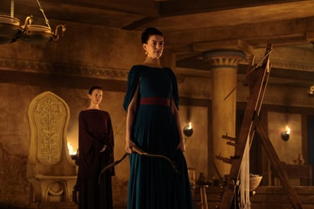 Mia Goth is Melantho and Anne Hathaway is Penelope.