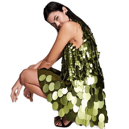 ASOS DESIGN dropped slouchy waist embellished mini dress in green