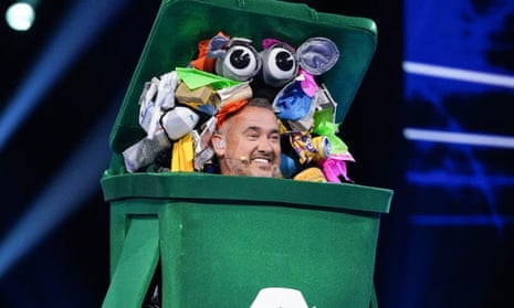 Stephen Hendry in a bin costume on ITV's Masked Singer.