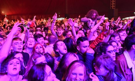 Fans watch Blossom perform at Sefton Park Festival in Liverpool, one of the pilot mass events that took place in May.