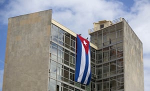 A Cuban flag hangs from the foreign ministry building in Havanaill observe nine days of mourning for the former president