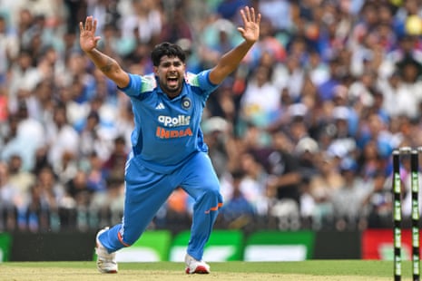 general general India's Harshit Rana shouts an unsuccessful LBW appeal