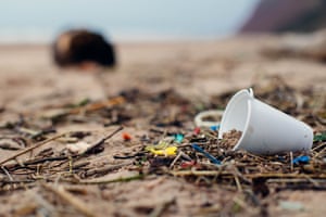 Discarded drinks cup on the beach