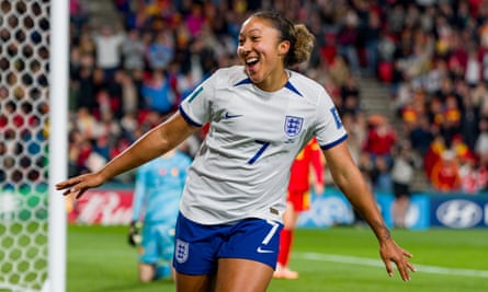 Lauren James celebrates after scoring against China.