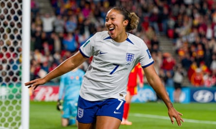 Lauren James celebrates England’s fourth and her second goal against China.