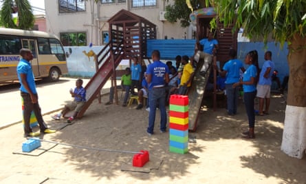 Children and staff at the Autism Awareness Care and Training centre in the Ghanaian capital Accra