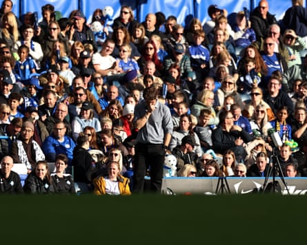 Jocelyn Prêcheur feels the heat during Chelsea’s 2-0 victory over his London City Lionesses side at Stamford Bridge