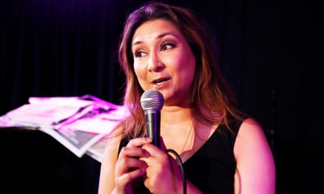 Former Labour party staffer Ayesha Hazarika, performing her Tales from the Pink Bus show at the Edinburgh Festival Fringe.