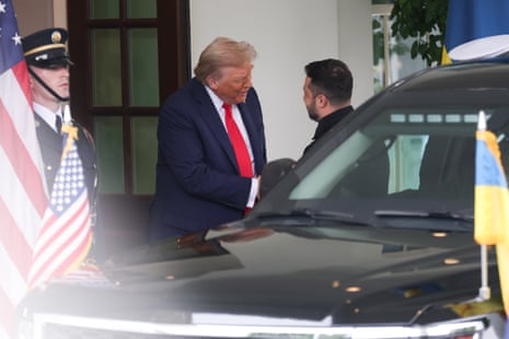 Donald Trump greets Volodymyr Zelenskyy in Washington