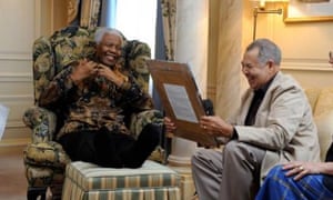 Old comrades: Lionel Morrison with Nelson Mandela.