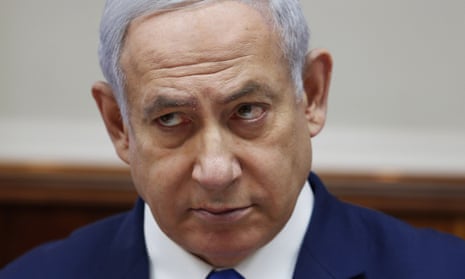 Israeli Prime Minister Benjamin Netanyahu giving a televised address