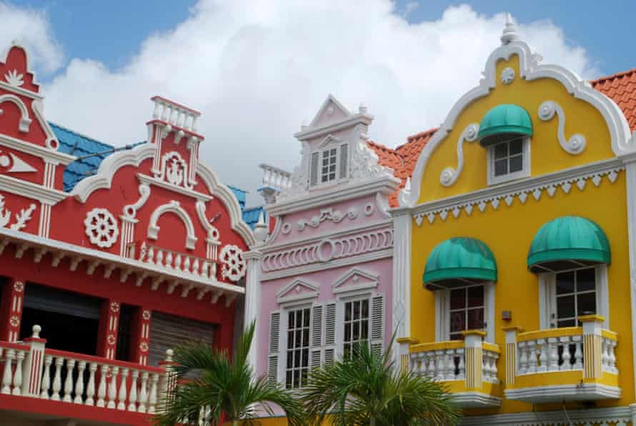 Dutch gabled houses in the Aruba capital, Oranjestad