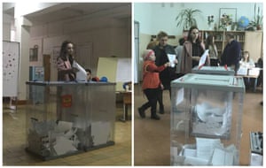 A voter at polling station number 216 (left) and at polling station number 217.