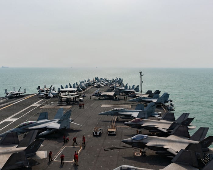 First Thing: US aircraft carrier arrives to relieve USS Lincoln amid reports of poor living conditions