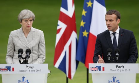 Theresa May and Emmanuel Macron at the Elysée Palace.