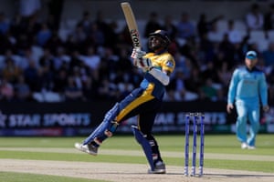 Avishka Fernando of Sri Lanka in action.