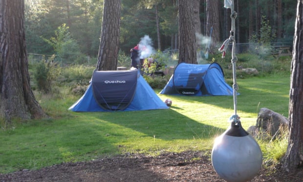 Lazy Duck camping, blue tents, Cairngorms.