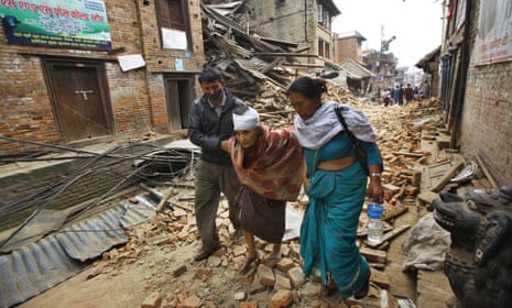 An injured woman near Kathmandu after the  Nepal earthquake