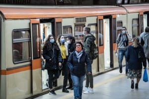 People walk through a metro station in Sofia this week.