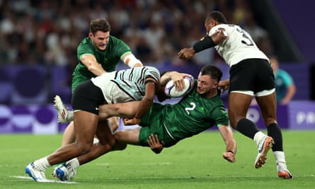 Fiji’s Iosefo Masi tackles Ireland’s Andrew Smith.