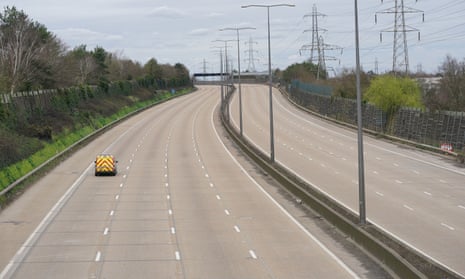 A sole vehicle on a stretch of the M25 during the closure in March