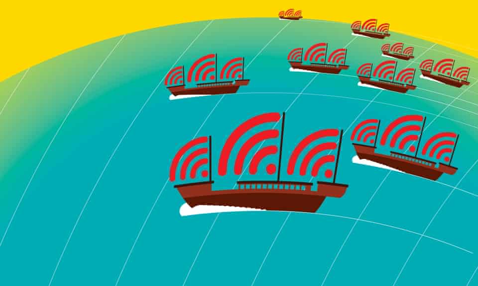 china media boats illustration