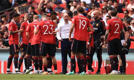 Erik ten Hag attempts to rally his troops at Wembley.