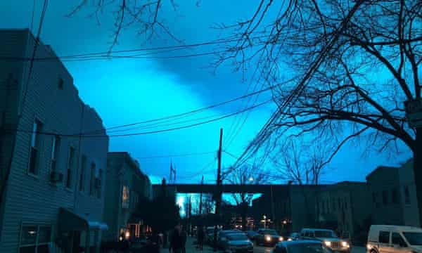 New York City Sky Lights Up Bright Blue After Queens Power Plant Explosion Us News The Guardian