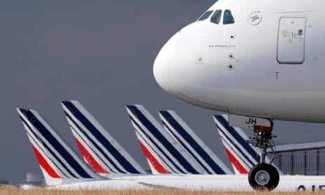 An Air France Airbus A380 aircraft arrives at Charles de Gaulle airport after its retirement flight, in Roissy, near Paris.