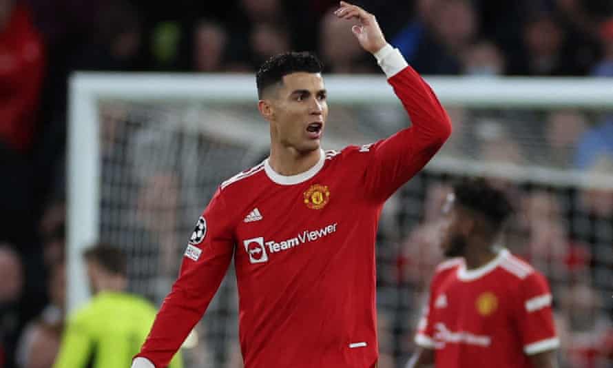 Cristiano Ronaldo reacts after Atlético Madrid went 1-0 ahead at Old Trafford