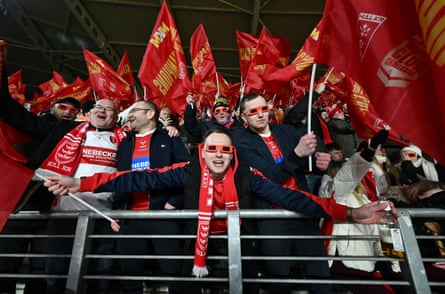 Hull KR fans turn the MKM Stadium red.
