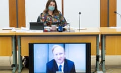 The CEO of Sky News Australia Paul Whittaker appears via videolink watched by the chair of the Media Diversity in Australia inquiry senator Sarah Hanson-Young