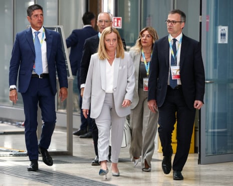 Italian prime minister Giorgia Meloni arrives to attend the first of the two-day Ukraine Recovery Conference (URC2025), on plans for the reconstruction of Ukraine, in Rome, Italy.