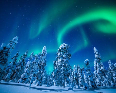 Northern lights at Lake Torassieppi, Finland