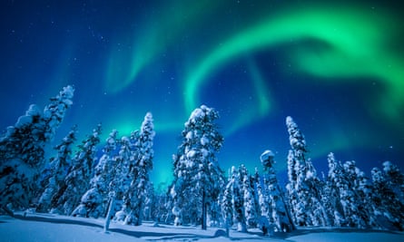 Northern lights at Lake Torassieppi, Finland